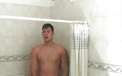 European jock Harold Zen masturbates in a shower in hot solo scene join background