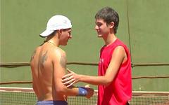 Handsome tennis jock reams a slender twink in hot anal sex session join background