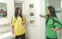 Ver ahora - Sexy brunettes, giselle mari and isis love in hot soccer-themed lesbian sex