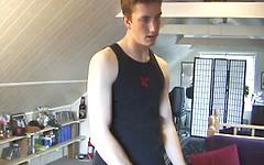 Handsome jock with a big cock jerks off in amateur solo scene join background