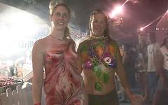 Admire the body paint on these sexy college co-eds as they do up Mardi Gras - movie 1 - 3