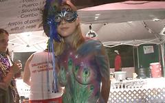 Admire the body paint on these sexy college co-eds as they do up Mardi Gras - movie 1 - 7