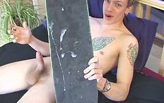 Twinkish skater punk jerks off and cums on a skateboard in solo scene - movie 4 - 7