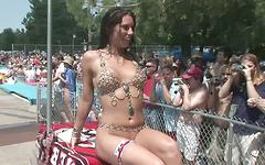 Amateur chicks get naked in public in skin to win contest - movie 2 - 6