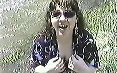 Watch Now - Full figured brunette sucks a cock outdoors