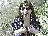 Full figured brunette sucks a cock outdoors - movie 3 - 2