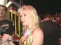 Amateur college party chicks flash their tits and make out in public - movie 1 - 2