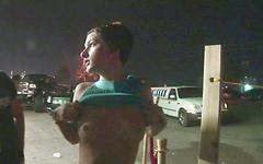 Amateur college party chicks flash their tits and make out in public - movie 1 - 4