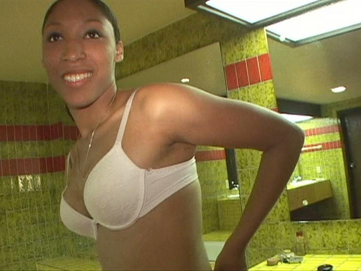 Slender black woman Ashley give a POV blowjob in interracial oral sex scene bang