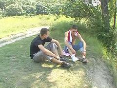 Athletic European lads suck and fuck bareback