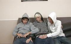 Three British skater punks fuck in their hoodies
