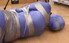 Completely encased female is bound with duct tape in BDSM bondage scene - movie 2 - 4