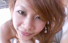 Watch Now - Japanese red head gives pov head in the back of a car