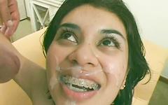 Brazilian sweetheart Ana Clara gets cum in her braces. - movie 2 - 7