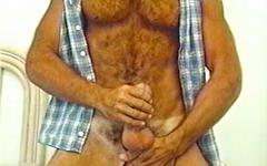 Masculine muscle bear with a big cock in vintage solo masturbation scene - movie 1 - 3