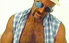 Masculine muscle bear with a big cock in vintage solo masturbation scene - movie 1 - 5