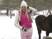 Watch Now - Mia angelo was out playing in the snow but came in to masturbate