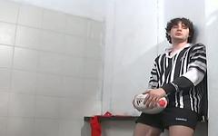 Handsome and athletic rugby jocks suck rim and fuck in locker room join background