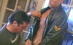 Two muscle bears suck cock in leather gear - movie 4 - 5