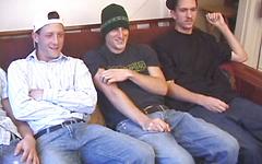 Watch Now - Scruffy straight dudes group masturbation leads to blowjobs
