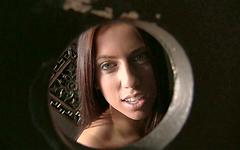 19-year-old Venice sucks a cock through a glory hole while masturbating join background