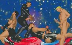 3D computer animated leather hunks have a foursome on a motorcycle - movie 7 - 7