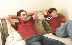 Watch Now - Straight dude has his first gay experience during a threesome