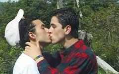 Handsome Latino twinks suck and fucks outdoors join background