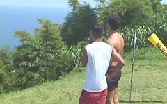 Guarda ora - Horny tan brazilian dudes plow asses on balcony and on top of pool table