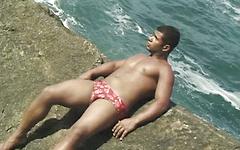 Thick Latino hunks rim and fuck on the rocks by the beach join background