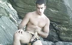 Watch Now - Hunky jocks have an interracial threesome by the ocean