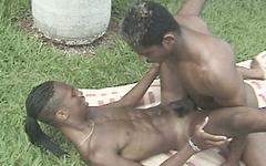 2 muscular black jocks have anal sex outside in a park. - movie 2 - 4