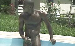 Black muscle hunks have a threesome by the pool - movie 1 - 2