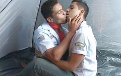 18-year old scouts have a threesome in a tent join background