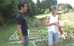Cute gardener sucks his boss' prick and fucks him in the ass. join background