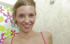 Angel Hott uses her favorite vibrator on her pussy in the shower join background