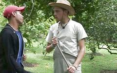 A trio of muscular Latino jocks suck each other off in a park outside. - movie 1 - 2