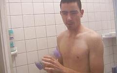 Hung Latino beats off in the shower - movie 5 - 2