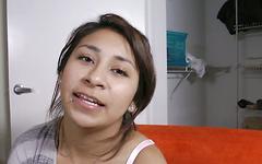 Brunette Latina sucks and fucks with white cock in POV scene join background