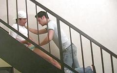 Latino skater gets a blowjob and gives a facial in a stairwell - movie 7 - 3