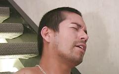 Latino skater gets a blowjob and gives a facial in a stairwell - movie 7 - 7
