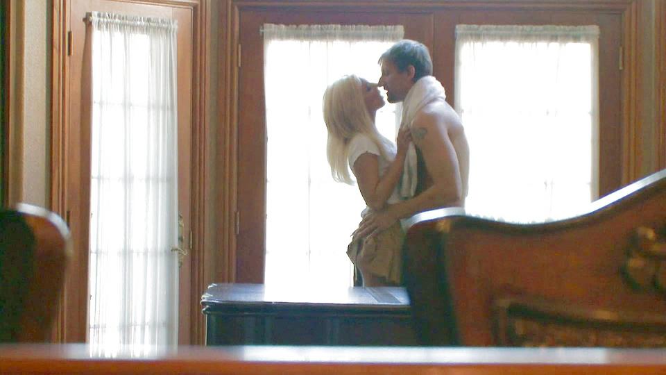Pretty blonde Kirra Kiss in hidden camera voyeur sex scene bang photo image