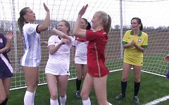 Lesbian petite 18 year olds strip on the soccer field. - movie 2 - 7