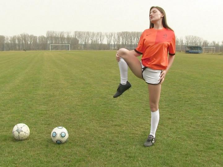 Lily Klass Masturbates Right On The Soccer Field Sitting On A Soccer Ball.