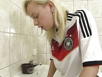 Blonde soccer star Naomi Nevena masturbates in the bathroom. - movie 4 - 2