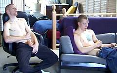 Scruffy amateur straight dudes engage in dueling solo masturbation - movie 4 - 5