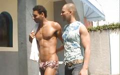Watch Now - Muscular and ripped jocks suck and flip-flop fuck outdoors