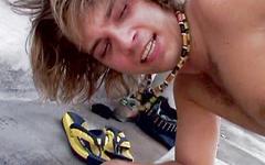 Shaggy surfer dude gets fucked by a hung jock on a public rooftop - movie 1 - 7