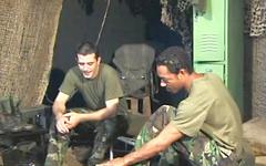 Watch Now - Interracial military jocks fuck each in their tent