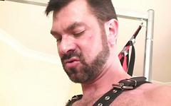 Leather guy gives a hairy bear a blowjob - movie 3 - 3